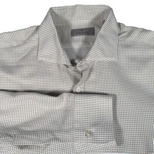 Canali Long Sleeve Button Up Shirt Mens XL Geometric Made In Italy Cotton